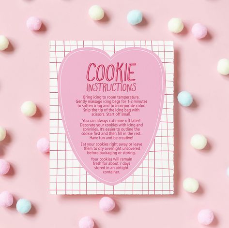 Valentines DIY Cookie Kit Instruction Card, Valentine Cookiecard, INSTANT Download, Cookie Run, Cookie Kit Printable, Digital File by RoseMerryPrints on Etsy Valentine Cookie Kit, Sugar Cookie Kit, Diy Cookie Kit, Valentines Cookie, Cookie Kits, Valentines Treats, Saint Valentin Diy, Valentines Bricolage, Cookie Exchange Party