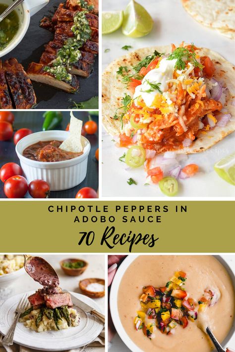 70 recipes using chopotle peppers in adobo sauce. This list has all kinds of recipes to use those chipotles in adobo sauce. I've got appetizers, soups, main courses, sides, and sauces covered. This list includes several vegetarian and vegan options. Not everything is a taco or chili, either! via @sarahsbites Recipes With Chipotle Peppers, Recipes With Chipotle, Asparagus With Sauce, Adobe Recipe, Steak With Sauce, Chipotle Pepper Recipes, Vegetarian Enchiladas Recipe, Chipotle Peppers In Adobo Sauce, Grilled Romaine Salad