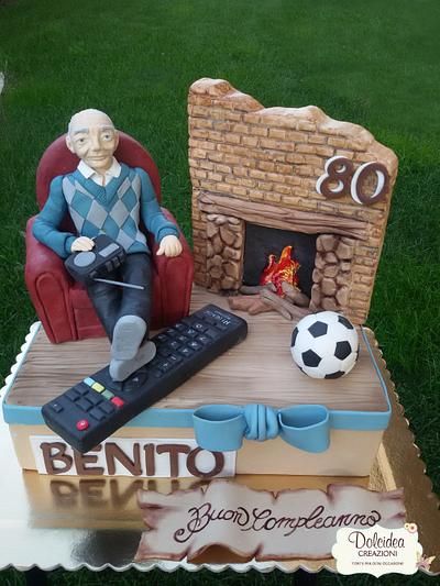 Relax nonno - grandfather relax - Cake by Dolcidea creazioni 80th Birthday Cake For Grandfather, Golden Birthday Cakes, 90th Birthday Cakes, 80 Birthday Cake, Realistic Cakes, Unique Birthday Cakes, Beautiful Birthday Cakes, Cakes For Women, Fondant Figures