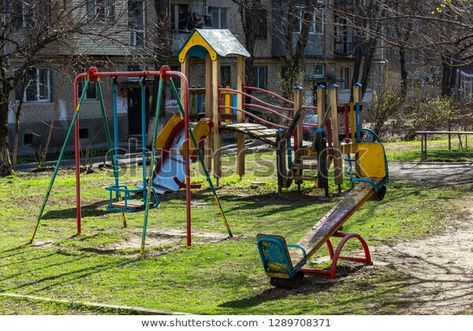 Thrown Playground Rusty Swing Stock Photo (Edit Now) 1289708371 Playground Aesthetic, Old Playground, Playground Swings, Park Playground, School Playground, Aesthetic Board, Dirty Dishes, Pumpkin Head, Year 3