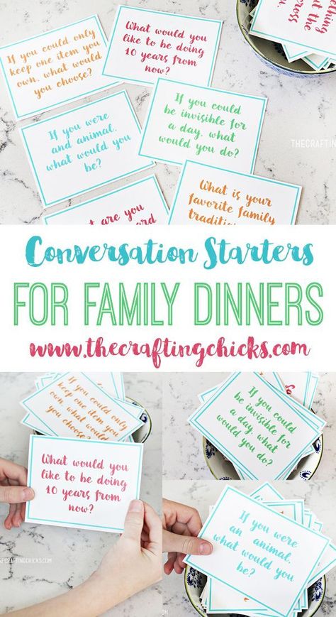 Funday Ideas, Dinner Conversation Starters, Family Conversation Starters, Conversation Starters For Kids, Family Conversation, Dinner Games, Outfit 2020, Fun Conversation Starters, Conversation Cards