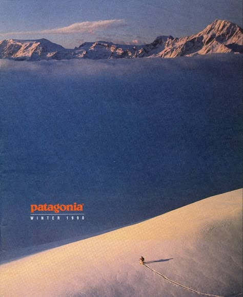 Patagonia Old Poster, Vintage National Geographic Posters, Patagonia Advertising Vintage, 90s Patagonia Ad, Vintage Patagonia Wallpaper, Old Patagonia Catalog, Patagonia Astetic, Vintage Patagonia Catalog, Vintage Patagonia Prints