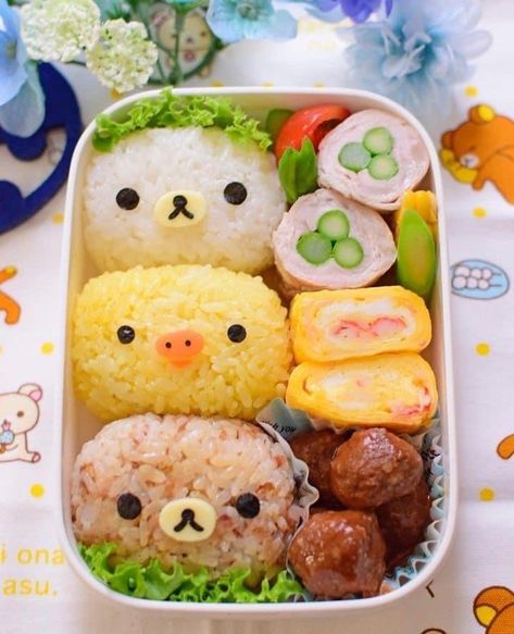 Bento Box Cute Kawaii, Cute Yummy Food, Japanese Bento Box Lunch For Kids, Kawaii Bento Boxes, Cute Bento Box Ideas, Cute Lunch Ideas, Healthy Recipes For Family, Bento Box Cute, Bento Cute