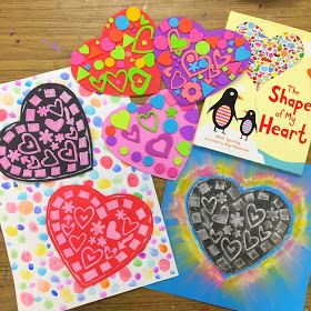 Art Projects Kindergarten, Heart Art Lesson, Valentines Art Lessons, Heart Art Projects, Elementary Art Rooms, Valentine Art Projects, Kindergarten Art Lessons, Cassie Stephens, Kindergarten Art Projects