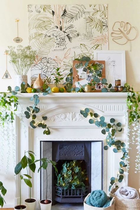 Stop Scrolling Pinterest—These 30 Fireplace Mantel Ideas Are All the Inspo You Need #purewow #home #decor Over Fireplace Decor, Empty Fireplace Ideas, Fireplace Mantel Ideas, Chimney Decor, Mantel Ideas, Paint Fireplace, Fireplace Mantle Decor, Fall Living Room Decor, Fall Living Room