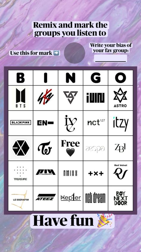 Enjoy it! 💖#bingo #kpop #fyp #game #havefun #bingochallenge Kpop Games Templates, Kpop Bingo, Kpop Games, Birthday Kpop, Pop Game, Game Websites, Pop Games, Birthday Games, Kpop Wallpaper