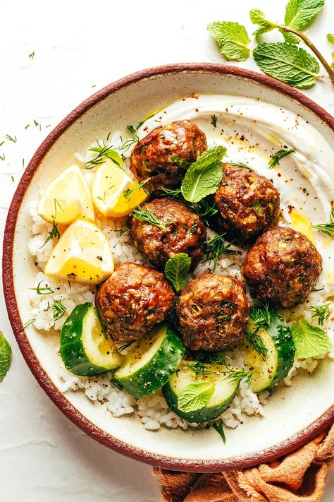 Gf Appetizers, Greek Meatballs Recipe, Mediterranean Meatballs, Gluten Free Meatballs, Meatball Dinner, Greek Meatballs, Sunday Dinners, Meatball Recipes Easy, Sausage Recipe