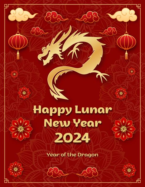 Use this customizable Red Gold Traditional 2024 Lunar Chinese New Year Flyer template and find more professional designs from Canva. #gold #red #modern #illustrated #dragon #flyer #chinese #newyear #chinesenewyearflyer #2024 #chineseflyer #happylunaryear #lunar #business #canva #template #event #kids #holiday #party Happy Vietnamese New Year 2024, Cny 2024 Greeting, Chinese New Year Greeting 2024, Lunar New Year Illustration 2024, Chinese New Year Pubmat, Cny 2024 Design, Happy Lunar New Year 2024 Design, Happy Cny 2024, Happy Chinese New Year 2024 Design