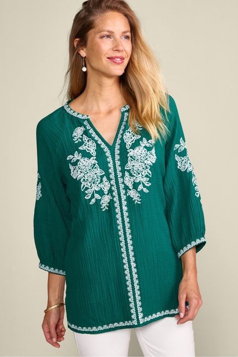 2gp13__teal-green_1 Gauze Tunic, True Summer, Nice Dinner, Extraordinary Women, Linen Shop, Comfort Wear, Embroidery Dress, Soft Surroundings, Dress With Cardigan