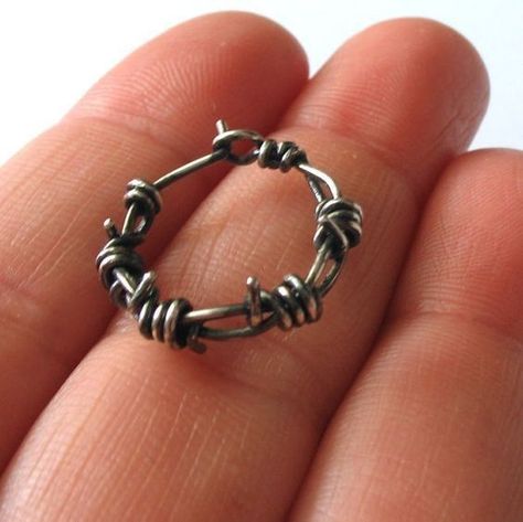 Men's Earring, Piercing Men, Silver Hoop Earring, Grunge Jewelry, Edgy Jewelry, Dope Jewelry, Barbed Wire, Funky Jewelry, Men Earrings