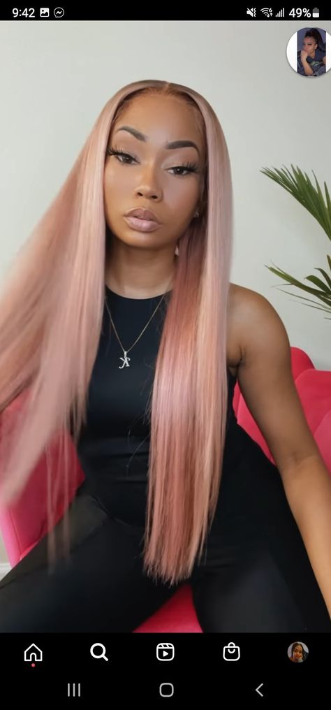 Pale pink hair black woman Pink Blonde Hair Rose Gold Black Women, Pastel Pink Wig Black Women, Soft Pink Hair Black Women, Pastel Pink Hair Black Women, Pink Weave Black Women, Blonde And Pink Hair Black Women, Pink And Black Hair Black Women, Rose Gold Hair Black Women, Black Girls Pink Hair