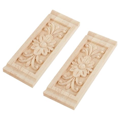 PRICES MAY VARY. Great material: Made of Wood. This wood carved applique is natural, environmental friendly, safe and durable.Easy install, can be DIY to any place you like. Size: About 60mm wide, 160mm long, 9.5mm thick. The appropriate size can be pasted on any furniture to meet your various production needs. Special design: The wood carved applique comes with exquisite carving patterns, heavy classical taste, make your life more comfortable and quiet. DIY decoration: The excellent workmanship Flower Wood Carving, Wood Decals, Unpainted Furniture, Furniture Appliques, Wood Appliques, Wood Stairs, Bathroom Inspiration Decor, Door Furniture, Wood Carved