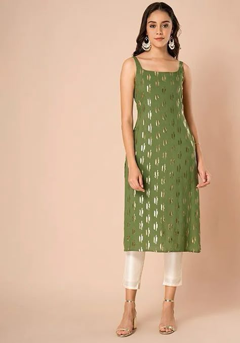 Woman outfit| green colour Green Kurta Designs Women, Sleeveless Kurtis Design, Plain Sleeveless Kurti Designs, Festive Kurta Sets For Women, Casual Kurta Outfits Women, Sleevless Kurti Designs Latest, Trendy Churidar Designs, Stitched Kurti Designs, Sleeveless Kurta Designs