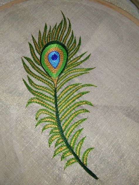 Peacock feather embroidery Peacock Feather Embroidery, Peacock Embroidery Designs, Feather Embroidery, Simple Embroidery Designs, Motifs Perler, Hand Embroidery Patterns Flowers, Hand Embroidery Videos, Embroidery Works, Hand Work Embroidery