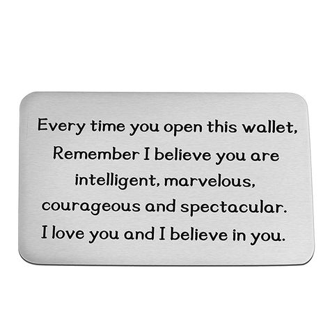 Wallet Quotes Gift Ideas, Wallet Card Ideas, Affirmation Ideas, Wallet Gift Card, Wallet Insert Card, Deployment Gifts, Writing Memes, Idioms And Phrases, Encouragement Gift