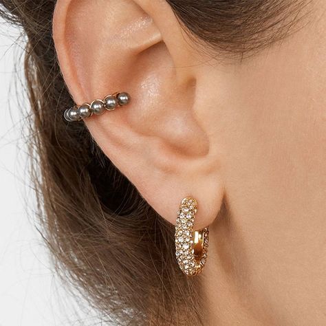 Minimalist & Dainty CZ 18k plated Huggie Hoops Earrings CZ | Etsy Pearl Ear Cuff, Crystal Ear Cuff, Glam Earrings, Gemstone Hoop Earrings, Mini Hoop Earrings, Crystal Dangle Earrings, Rhinestone Studs, Small Earrings, Cartilage Earrings