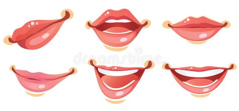 Happy Lips Drawing, Happy Mouth Drawing, Happy Smile Drawing, Anime Gesture, Drawing Mouths, Mouth Shapes, Lips Cartoon, Lips Vector, Faces Cartoon