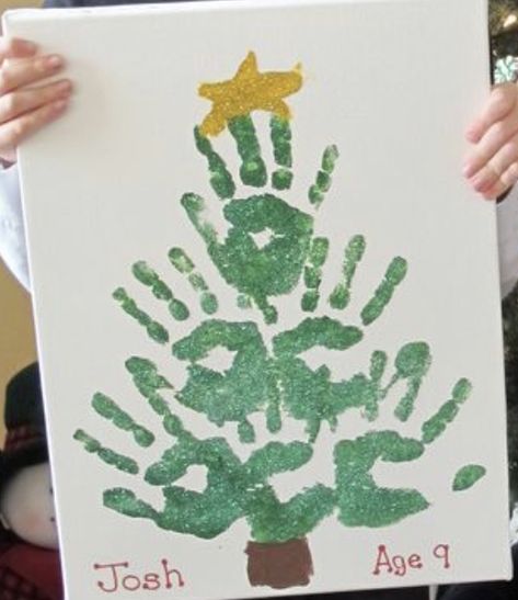 Handprint Christmas Crafts, Handprint Christmas Tree, Christmas Handprint Crafts, Handprint Christmas, Preschool Christmas Crafts, Christmas Kindergarten, Christmas Tree Painting, Handprint Crafts, Daycare Crafts