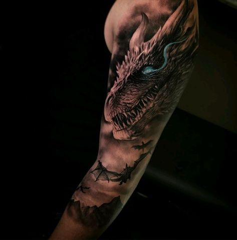 Game Of Thrones Sleeve, Game Of Thrones Tattoo Sleeve, Drogon Game Of Thrones Tattoos, Got Dragon Tattoo, Got Tattoo Game Of Thrones, Games Of Thrones Tattoo, Game Of Thrones Dragon Tattoo, Dragon Tattoo Game Of Thrones, Dragon Tattoo Ideas For Men