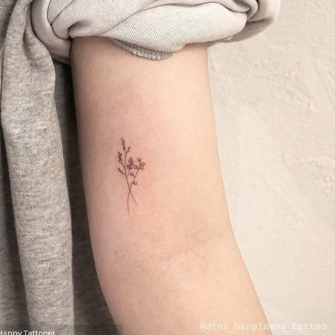 Fine line flowers on the inner arm. #sunflowertattoos #tattooforwomen Fine Line Flowers, Inner Elbow Tattoos, Line Flowers, Inner Arm Tattoos, Inner Arm Tattoo, Handpoke Tattoo, Small Flower Tattoos, Elbow Tattoos, Upper Arm Tattoos