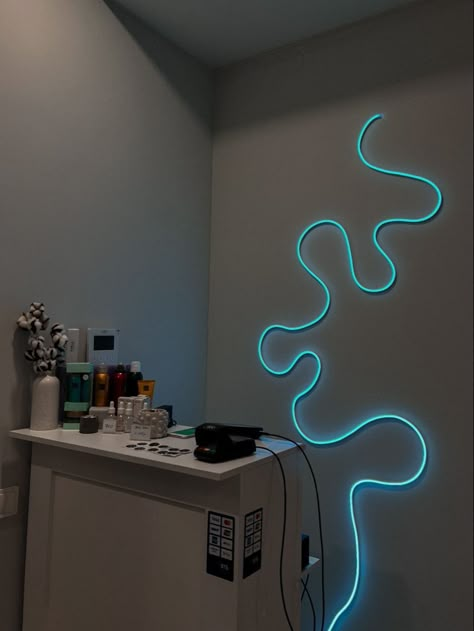 Click on pin to get the light Home Nail Salon Setup, Neon Strip Lights, Lash Room Ideas, Neon Rope, Esthetics Room, Salon Suites Decor, Esthetician Room, Diy Room Decor For Teens, Nail Salon Decor