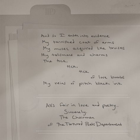 Taylor Swift on X: "All’s fair in love and poetry... New album THE TORTURED POETS DEPARTMENT. Out April 19 🤍 https://t.co/WdrCmvLHyA 📷: Beth Garrabrant https://t.co/CCPhmSZ2UD" / X Taylor Swift New Album, Taylor Swift Hair, Taylor Swift Album, Taylor Swift Wallpaper, Long Live Taylor Swift, Taylor Swift (lyrics), Live Taylor, Taylor Swift Lyrics, Taylor Swift Quotes