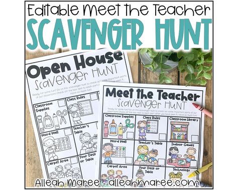 Meet the Teacher Night and Open House Scavenger Hunt Editable - Etsy | Meet the teacher, Open house, Open house gifts Open House Scavenger Hunt, House Scavenger Hunt, Preschool Scavenger Hunt, Classroom Scavenger Hunt, Teacher Table, Meet The Teacher Night, Scavenger Hunts, Meet The Teacher, Classroom Supplies