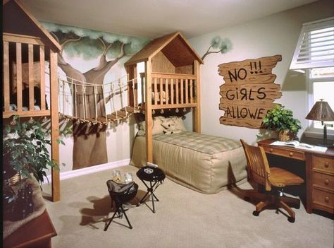 Fort Room, Cabin Room Ideas, Rustic Cabin Bedroom, Tree House Bedroom, Rustic Kids Rooms, Kids Jungle Room, Modern Kids Room Design, Design Ložnic, Creative Kids Rooms