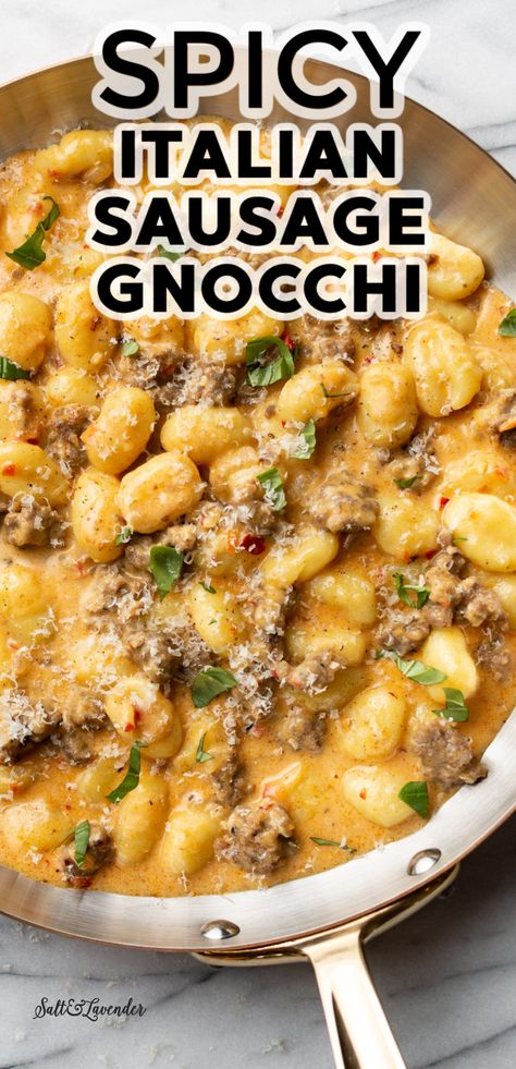 Italian Sausage Gnocchi, Sausage Gnocchi, Gnocchi Recipes Easy, Pasta And Sauce, Gnocchi Dishes, Spicy Italian Sausage, Sausage Dinner, Italian Sausage Recipes, Sausage Dishes