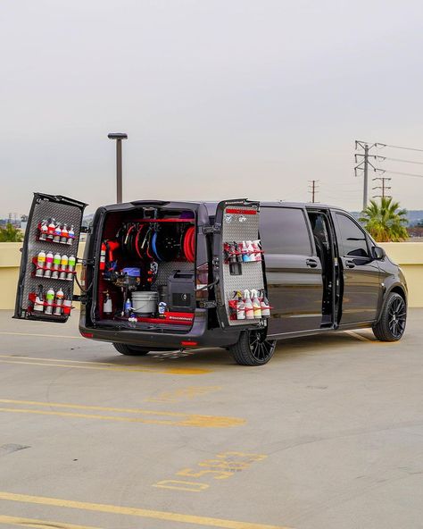 Slide for more greatness ! Detailing setup is filled with lots of tools and equipment ! -electric pressure washer (KRANZLE… | Instagram Detailing Van Setup, Mobile Detailing Van Setup, Mobile Detailing Setup, Car Detailing Garage, Detail Garage, Moto Van, Car Wash Company, Detailing Car, Mobile Detailing