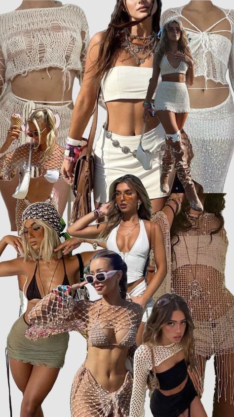 #coachella Coachchella Outfits, Beach Coachella Outfit, Coachella Pool Party Outfit, Coachella Inspo 2024, Chic Music Festival Outfits, Coachella 2024 Trends, Beige Festival Outfit, Comfortable Coachella Outfit, Outfits Bikinis Festival