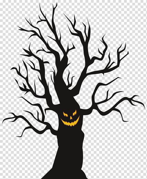 Scary Tree Silhouette, Halloween Tree Silhouette, Scary Trees Halloween, Halloween Tree Drawing, Castle Dracula, Scary Tree, Halloween Window Silhouettes, Halloween Deserts, Haunted Tree