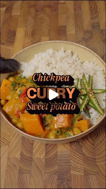 Riaz on Instagram: "Sweet Potato and Chickpea Coconut curry served with a side of Fried Okra. An adaptation of Aloo and Channa that was popular in the Rasta commune I stayed at in Jamaica. Full recipe in my book 📖 “West Winds” Link in bio" Chickpea Coconut Curry, Fried Okra, Coconut Curry, Okra, Adaptation, Jamaica, Sweet Potato, Potato, Coconut