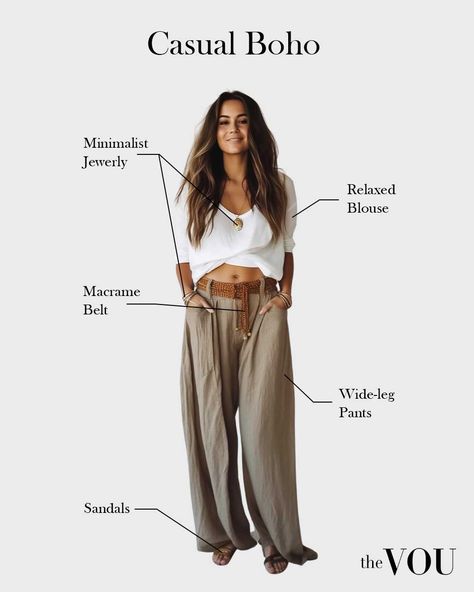 Yoga Style Fashion Boho, Mom Jeans Boho Outfit, Boho And Classic Style, Middle Age Boho Style, Relaxed Boho Style Outfit Casual, Boho In Your 40s, Boho Relaxed Outfit, Boho Outfit Inspo Bohemian, Bohemian Style Outfits Summer