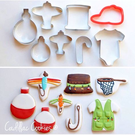 Fishing by Cadillac Cookies Fishing Cookies, Camping Cookies, Fish Cookies, Cookie Business, Cookie Tutorials, Sugar Cookie Designs, Summer Cookies, Pretty Cookies, Fancy Cookies