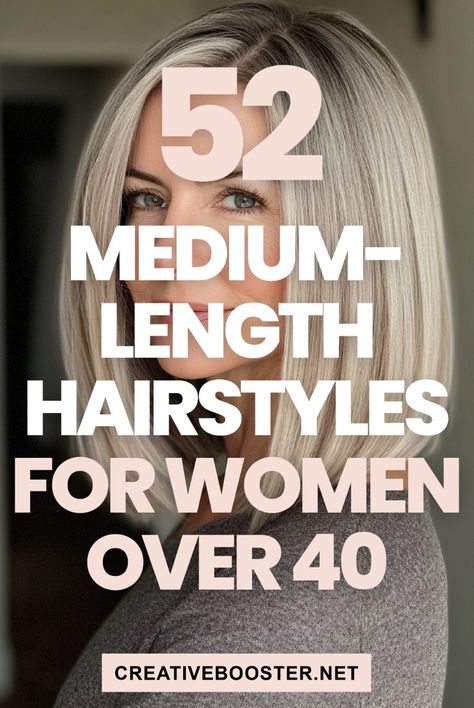 Click for More ➡️ | Save for Later ❤️  Need a new medium-length hairstyle? Check out 52 of the trendiest and most flattering cuts for women over 40. From soft layers to bold balayage and chic lobs, you’ll find plenty of inspiration to add volume, texture, or a fresh look to your style!  #MediumLengthHair #WomenOver40 #Hairstyles2024 #Haircuts #Over40Fashion #LayeredCuts #BobHair #Balayage #HairTrends2024 Layered Women’s Haircuts, Haïr Cut Medium Length Hair, Medium To Short Length Hair With Layers, Haircut For Air Drying, Cameron Diaz Haircut, 40 Something Hairstyles, Edgy Medium Haircuts For Fine Hair, Hair For Medium Length Haircut, Mid Length Bobs For Fine Hair