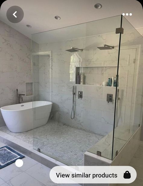 Bathroom With Big Tub, Open Bedroom Bathroom Layout, Bathrooms With Walk In Showers, Master Bath Wet Room, Large Family Bathroom, Large Walk In Showers, Dream Bathroom Master Baths, Marsh House, Vegas House