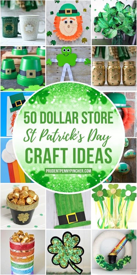 Get crafty for less with these festive dollar store St Patrick's Day crafts. There are craft ideas for kids and adults included here. From leprechaun crafts to shamrock crafts, there are plenty of fun craft projects to choose from. Leprechaun Crafts, Diy St Patrick's Day Crafts, Diy St Patricks Day Decor, Clover Craft, Sant Patrick, St Patricks Day Crafts, Leprechaun Craft, Shamrock Craft, St. Patrick's Day Diy