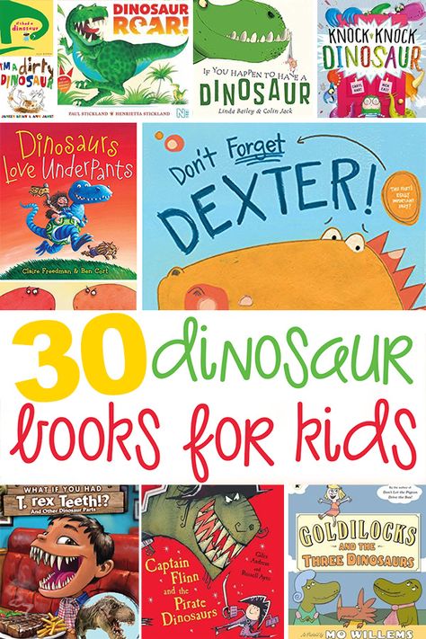 Dinosaur books for kids- over 30 great books for kids, both fictional picture books and non-fiction informational texts for kids #kidsbooks #dinosaur #dinosaurbooks Dinosaur Books For Kids, Dinosaur Lesson, Dinosaur Books, Toddler Science Experiments, Kids Sensory Play, Emotions Wheel, Experiments Kids, Dinosaurs Preschool, Emotions Cards