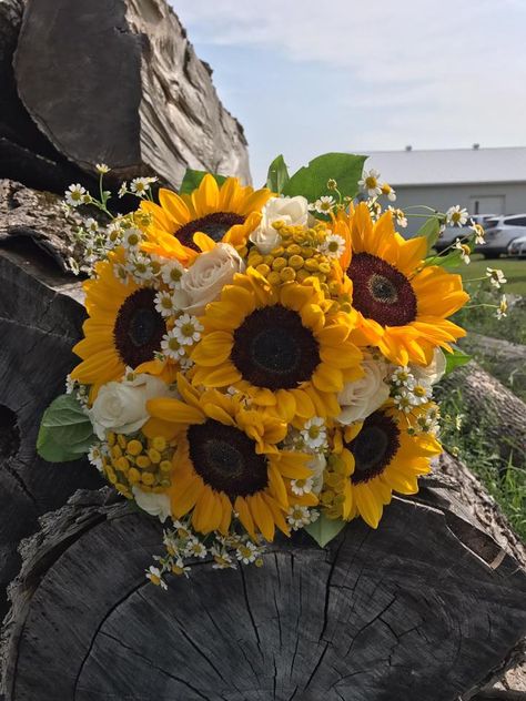 Clutch bouquet of sunflowers white roses and feverfew Clutch Bouquet, Sunflowers And Roses, Sunflower Photography, White Rose Bouquet, Sunflowers And Daisies, Daisy Bouquet, White Sunflowers, Boquette Flowers, Food Delivery Service