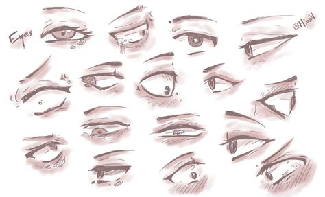 Drawing Reference Eyes Male, Widened Eyes Drawing, Resting Eyes Drawing, Eye Bags Reference, How To Draw Eye Bags, Sleepy Eyes Drawing Anime, Sleeping Eyes Drawing, Serious Eyes Drawing, How To Draw Tired Eyes