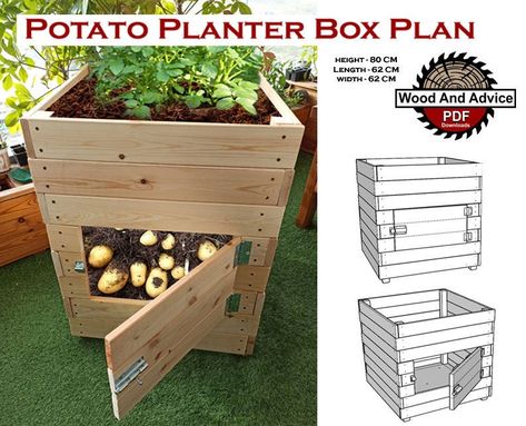 Garden Box Plans, Potato Planter, Plantarea Legumelor, Potato Planters, Planter Box Plans, Wood Planter, Raised Planter, Home Vegetable Garden, Vegetable Garden Design