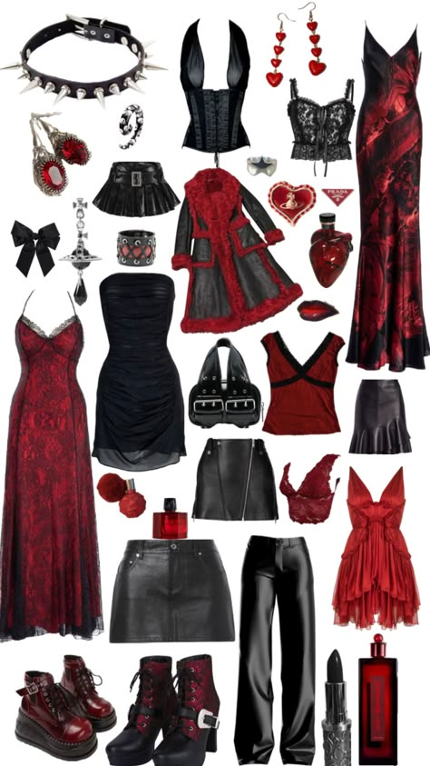 #vampirevibe #vampirecore #vampires #aestheticcore #red #black Red Goth Outfits, Romantic Goth Outfits, Dark Feminine Style, Vampire Fashion, Goth Outfit Ideas, Vampire Clothes, Downtown Outfits, Dark Feminine Aesthetic, Gothic Outfits