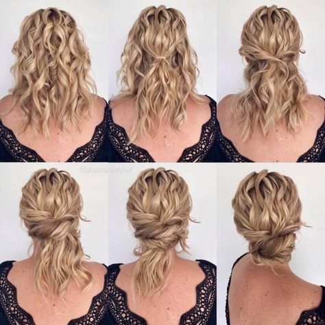 Wavy Low Bun Tutorial Tutorial Chignon, Modern Bridal Hairstyles, Low Bun Tutorials, Low Bun Wedding Hair, Cute Bun Hairstyles, Bun With Curls, Messy Bun With Braid, Curly Bun Hairstyles, Hoco Hair Ideas Short