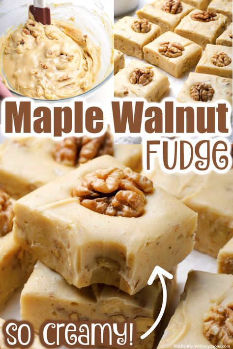 Maple Walnut Fudge Recipe, Maple Walnut Fudge, Maple Fudge Recipes, Trendy Desserts, Walnut Fudge Recipe, Maple Fudge, Xmas Baking, Walnut Fudge, Fudge Flavors