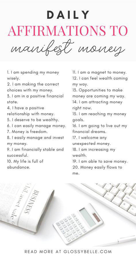 Want to get unstuck from a negative money mindset & start manifesting money? Start practicing these powerful daily affirmations for money and abundance. | affirmations for financial success | affirmation for abundance of money | positive affirmations for money and success | abundance of money affirmations | attracting money | manifesting money | affirmations for wealth and prosperity | law of attraction | financial abundance affirmations #money #affirmations #financialsuccess #wealth Daily Affirmations Success, Affirmations For Money, Career Affirmations, Money And Abundance, Money Prayer, Prosperity Affirmations, Start Manifesting, Get Unstuck, Gratitude Affirmations