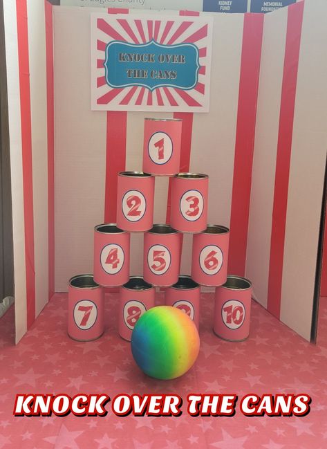 Fun Diy Carnival Games, Carnival Games For Fundraiser, Knock Down Carnival Game, Creative Carnival Games, Carnaval Games Diy, Small Carnival Games, Adult Carnival Party Games, Carnival Games Preschool, Carnival Birthday Party Theme Fun Games