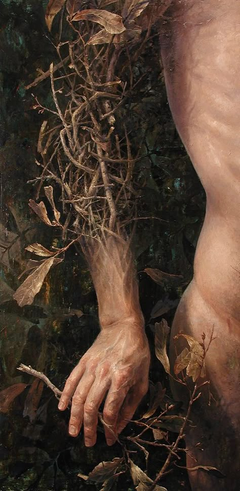 "Build" - Keith Perelli {contemporary figurative art male surreal man painting} Keith Perelli, 다크 판타지, Arte Inspo, Classical Art, The Grass, Green Man, Art Plastique, Tag Art, His Hands