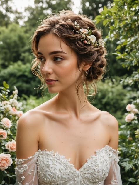 #hairstyling #hairextensionsupplier #graduation #graduationphotos #gradphotos #ugeathair #ugeat #ugeathairextensions #hairextensions #poolhairstyle #beachhairstyle #curlyhairstyles #longhair #beautifulhair Wedding Updo Face Framing, Flower Crown Wedding Updo, Garden Wedding Hairstyles Brides, Flowers In Brides Hair, Braid Bridal Hairstyles, Wedding Hair Styles Bride, Wedding Hairstyles Round Face, Bride Style Ideas, Wedding Hairstyles Flowers