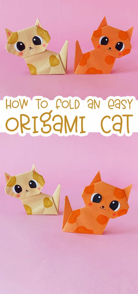 Origami Cat Step By Step, 3d Cat Craft, Origami Crafts Step By Step, Origami Art Tutorial, Easy Origami For Kids Step By Step, Origami Animals Step By Step, Origami Cat Tutorial, Origami Art Step By Step, Cat Origami